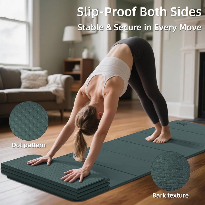 WEILA 1/2 Inch Extra Thick Yoga Mat Pilates Equipment, 69"x24" Odorless Workout Mats for Home Gym, Non-slip Exercise Mats for Women Men Home Workout, Foldable Yoga Mats for Travel Camping Sleeping - Image 4